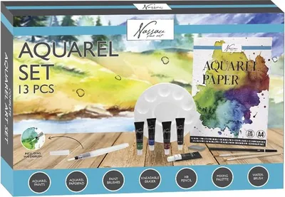 Aquarel Set 13pcs - Hobbyverf - Aquarelverf - Aquarelpapier Blok A4 - Aquarelverf Tubes - Aquarel Penselen - Hobbyverf - HB Potlood - Waterbrush - Schilderpalet